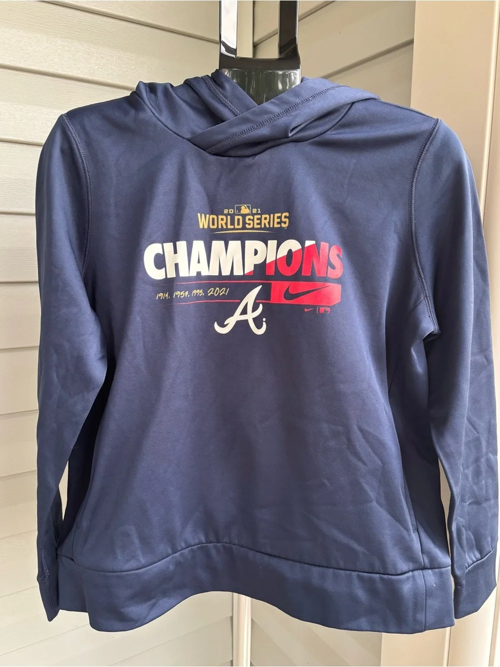 Nike Atlanta Braves 2021 World Series Champions Hoodie Men’s Large MLB Navy